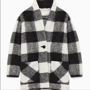 Wilfred Free Aritzia Wool Grey Plaid Coat XS